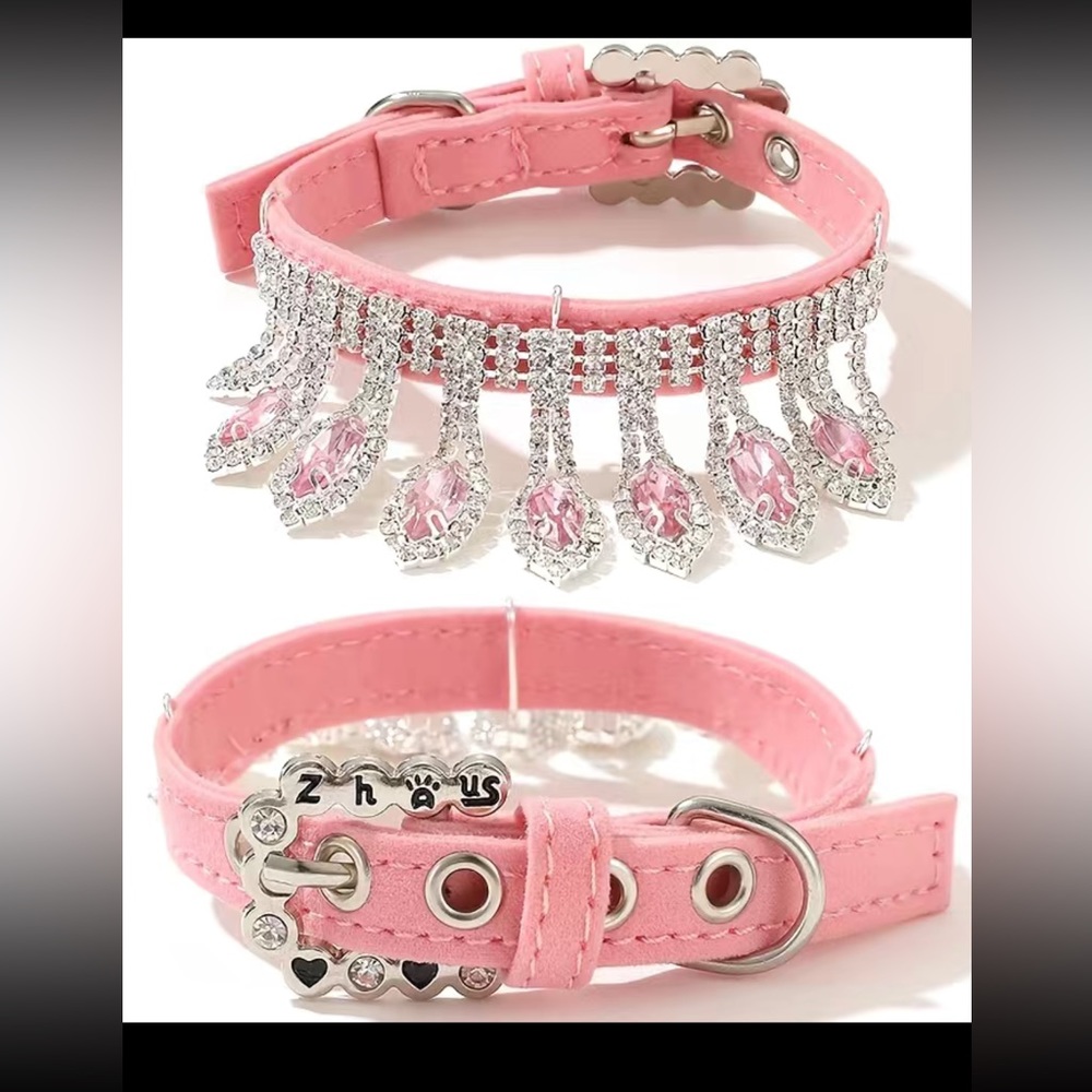 Nib Rhinestone pink XS pet collar glam rhinestones gems